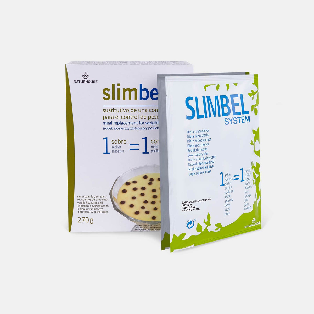 Slimbel-Vanillepudding mit Getreide und Schokolade