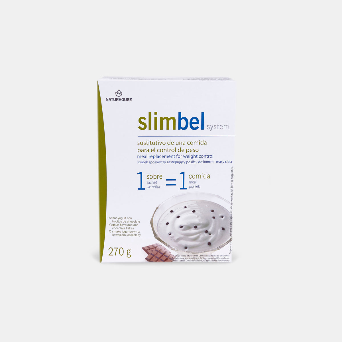 Slimbel Pudding mit Joghurtgeschmack und Schokoladenstückchen