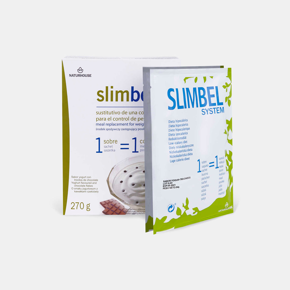 Slimbel Pudding mit Joghurtgeschmack und Schokoladenstückchen