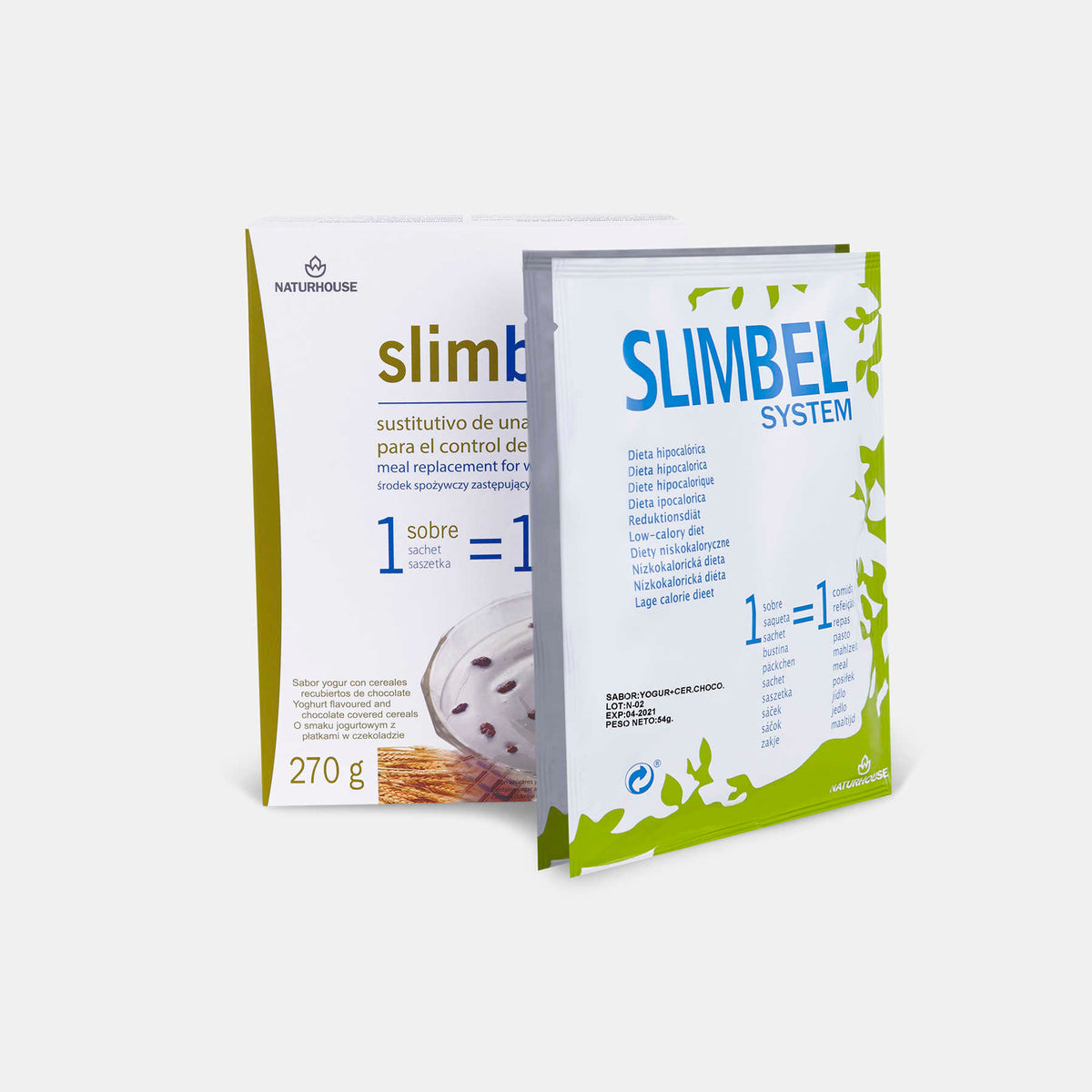 Slimbel Pudding mit Yogurt-Geschmack, Getreide und Schokolade